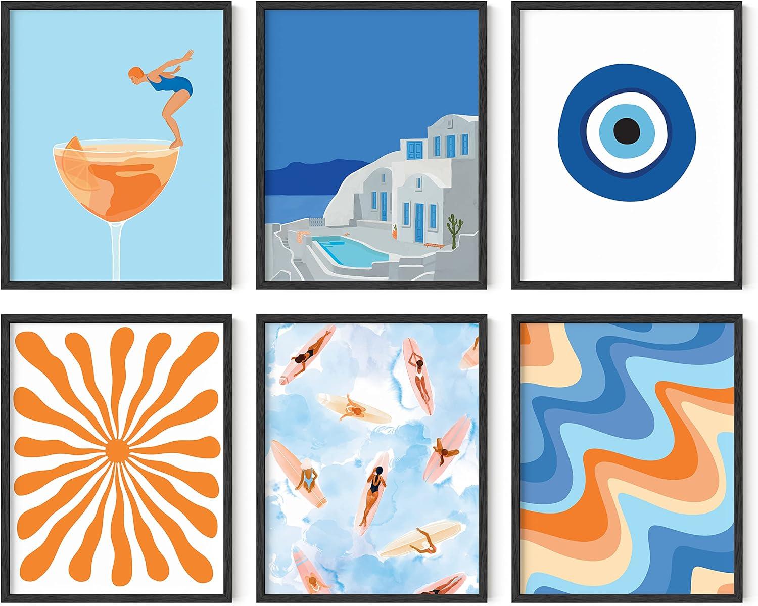 image:imageHAUS AND HUES Travel Wall Art  Italy Travel Posters Europe Wall Flower Pictures Vintage Framed Posters Peach Wall Decor Flower Prints Amalfi Poster Framed Beige 8x10Summer Gallery