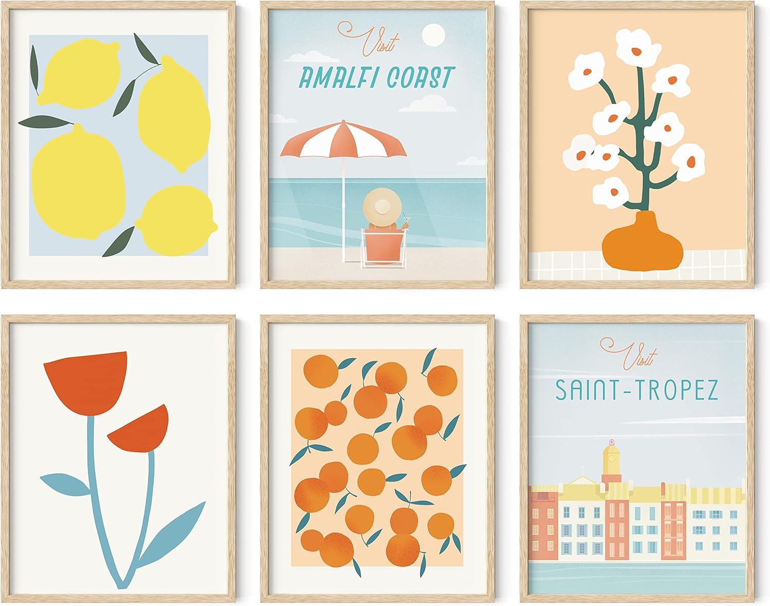 image:imageHAUS AND HUES Travel Wall Art  Italy Travel Posters Europe Wall Flower Pictures Vintage Framed Posters Peach Wall Decor Flower Prints Amalfi Poster Framed Beige 8x10Travel Gallery