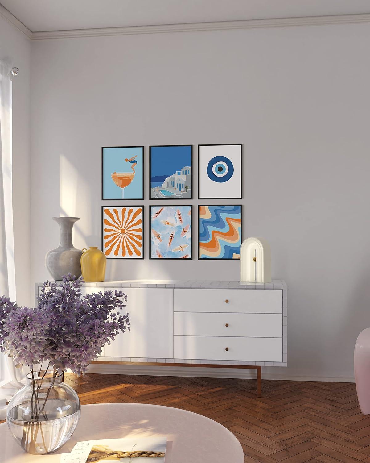 image:imageHAUS AND HUES Travel Wall Art  Italy Travel Posters Europe Wall Flower Pictures Vintage Framed Posters Peach Wall Decor Flower Prints Amalfi Poster Framed Beige 8x10Summer Gallery