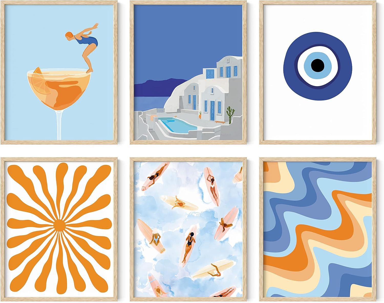 image:imageHAUS AND HUES Travel Wall Art  Italy Travel Posters Europe Wall Flower Pictures Vintage Framed Posters Peach Wall Decor Flower Prints Amalfi Poster Framed Beige 8x10Summer Gallery