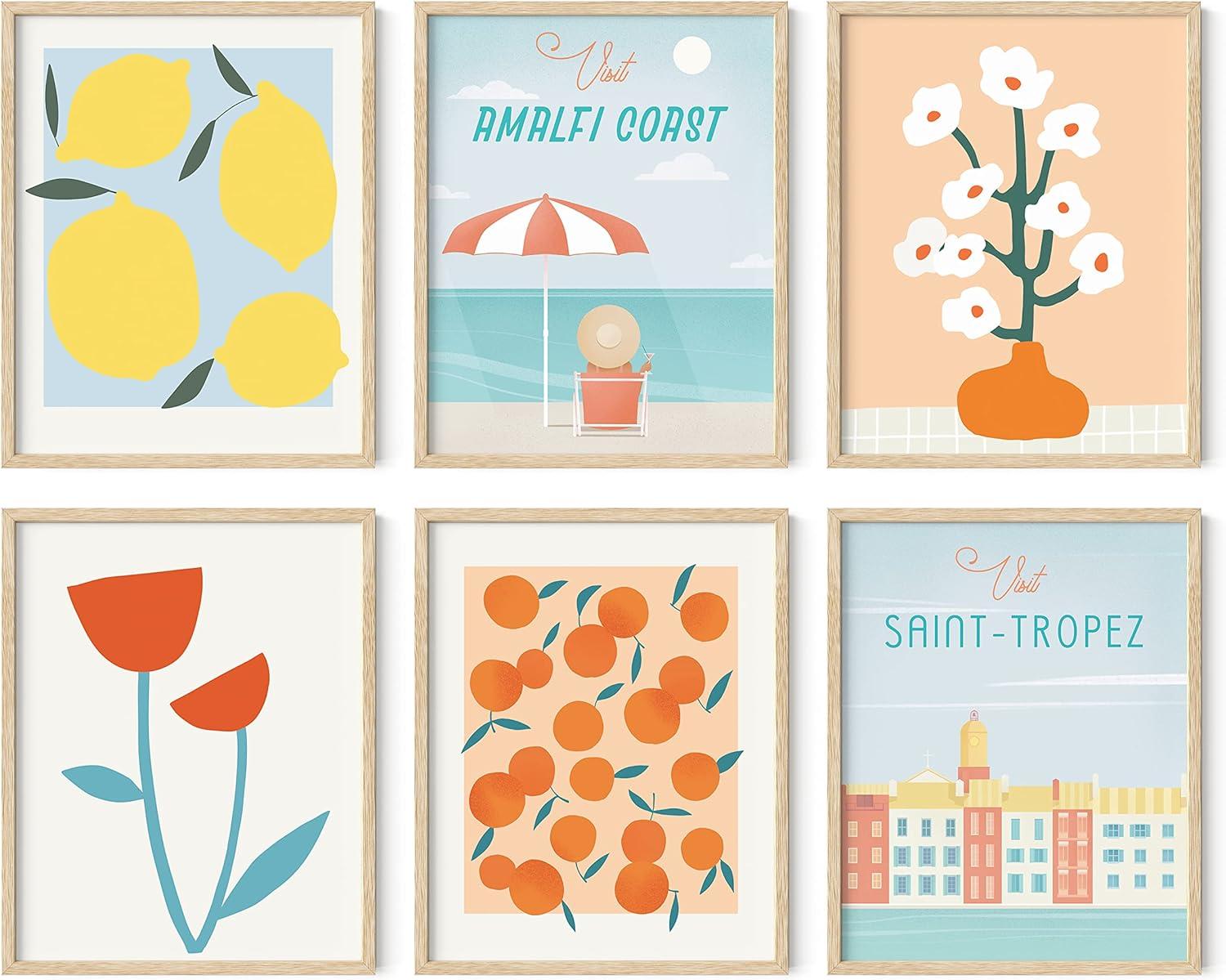 image:imageHAUS AND HUES Travel Wall Art  Italy Travel Posters Europe Wall Flower Pictures Vintage Framed Posters Peach Wall Decor Flower Prints Amalfi Poster Framed Beige 8x10Travel Gallery