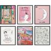 image:imageHAUS AND HUES Abstract Wall Art with Frame  Set of 6 Colorful Geometric Prints Famous Artist Paintings Hilma af Klint Gallery Wall Set 11x14 Black FramePink Classics