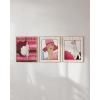 image:imageHAUS AND HUES Fashion Wall Art Print  Set of 3 Pink Pictures Wall Decor Fashion Magazine Framed Wall Art Fashion Vintage Wall Decor Vintage Poster Pink Wall Art Beige Framed 24x36