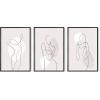 image:imageHAUS AND HUES Fashion Wall Art Set  Glam Purple Decor Designer Aesthetic Prints for Bedroom Beige Frame 24x36 Set of 3Gray Line Art