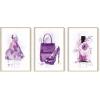 image:imageHAUS AND HUES Fashion Wall Art Set  Glam Purple Decor Designer Aesthetic Prints for Bedroom Beige Frame 24x36 Set of 3Purple Glam Watercolor