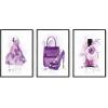 image:imageHAUS AND HUES Fashion Wall Art Set  Glam Purple Decor Designer Aesthetic Prints for Bedroom Beige Frame 24x36 Set of 3Purple Glam Watercolor