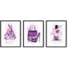 image:imageHAUS AND HUES Fashion Wall Art Set  Glam Purple Decor Designer Aesthetic Prints for Bedroom Beige Frame 24x36 Set of 3Purple Glam Watercolor