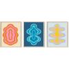 image:imageHAUS AND HUES Fashion Wall Art Set  Glam Purple Decor Designer Aesthetic Prints for Bedroom Beige Frame 24x36 Set of 3Retro Shapes