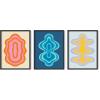 image:imageHAUS AND HUES Fashion Wall Art Set  Glam Purple Decor Designer Aesthetic Prints for Bedroom Beige Frame 24x36 Set of 3Retro Shapes