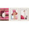 image:imageHAUS AND HUES Fashion Wall Art Print  Set of 3 Pink Pictures Wall Decor Fashion Magazine Framed Wall Art Fashion Vintage Wall Decor Vintage Poster Pink Wall Art Beige Framed 24x36