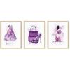 image:imageHAUS AND HUES Fashion Wall Art Set  Glam Purple Decor Designer Aesthetic Prints for Bedroom Beige Frame 24x36 Set of 3Purple Glam Watercolor