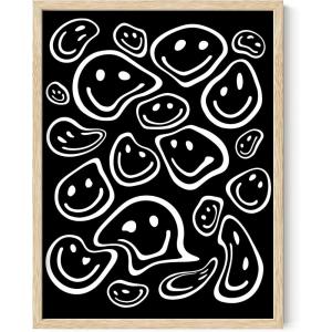 image:imageHAUS AND HUES Black Michelangelo Gum Poster  Stylish Aesthetic Wall Art Bold Dark Decor for Bedroom Living Room or Office Perfect for Modern and Edgy Spaces Black Frame 24x36Black Smileys