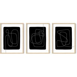 image:imageHAUS AND HUES Fashion Wall Art Set  Glam Purple Decor Designer Aesthetic Prints for Bedroom Beige Frame 24x36 Set of 3Black Line Art