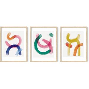 image:imageHAUS AND HUES Fashion Wall Art Set  Glam Purple Decor Designer Aesthetic Prints for Bedroom Beige Frame 24x36 Set of 3Bright Abstract