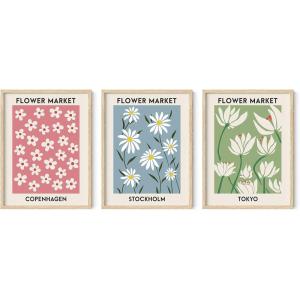 image:imageHAUS AND HUES Fashion Wall Art Set  Glam Purple Decor Designer Aesthetic Prints for Bedroom Beige Frame 24x36 Set of 3Flower Markets