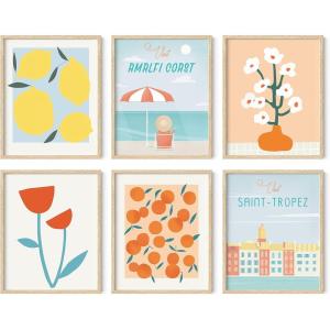 image:imageHAUS AND HUES Travel Wall Art  Italy Travel Posters Europe Wall Flower Pictures Vintage Framed Posters Peach Wall Decor Flower Prints Amalfi Poster Framed Beige 8x10Travel Gallery