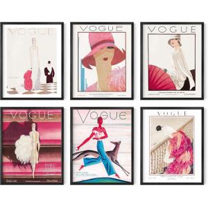 image:imageHAUS AND HUES Vintage Posters Aesthetic  Set of 6 High Fashion Art Wall Decor Pink Artwork for Walls Fashion Posters Pink Posters Wall Gallery Set Vintage Wall Art Glam Wall Art Unframed 16x20