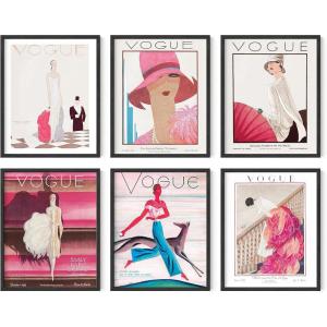 image:imageHAUS AND HUES Vintage Posters Aesthetic  Set of 6 High Fashion Art Wall Decor Pink Artwork for Walls Fashion Posters Pink Posters Wall Gallery Set Vintage Wall Art Glam Wall Art Unframed 8x10