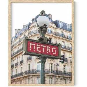 image:imageHAUS AND HUES New York City Poster  Pink New York Wall Art Skyline Art NYC Print Aesthetic Art Print for Bedroom Dorm Room Living Room Black Frame 16x20Red Metro Sign
