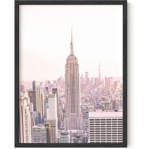 image:imageHAUS AND HUES New York City Poster  Pink New York Wall Art Skyline Art NYC Print Aesthetic Art Print for Bedroom Dorm Room Living Room Black Frame 16x20Skyline