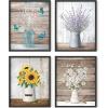 image:imageHAUS AND HUES Floral Botanical Prints  Set of 4 Flower Posters Flower Pictures Wall Decor Floral Prints Unframed 8x10Farmhouse Bouquets