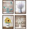 image:imageHAUS AND HUES Floral Botanical Prints  Set of 4 Flower Posters Flower Pictures Wall Decor Floral Prints Unframed 8x10Farmhouse Bouquets