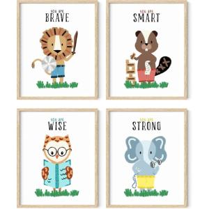 image:imageAnimal Inspirational Art Print Set of 48x10  Framed Beige