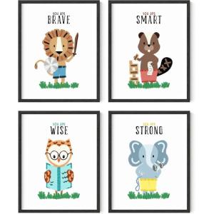 image:imageHAUS AND HUES Animal Inspirational Art Print Set of 411x14  Framed Black