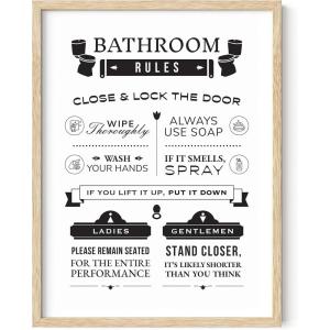 image:imageHAUS AND HUES Funny Bathroom Decor Eye Exam Wall Art Funny Bathroom Sign Unframed Art Print 16x20Rules