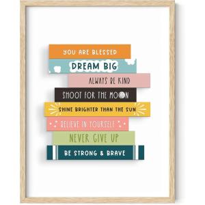 image:imageHAUS AND HUES Kids Bookshelf Art Print  12x16  Framed Beige
