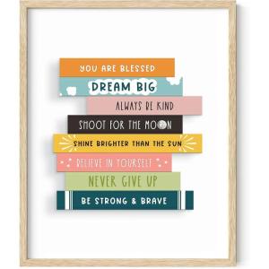 image:imageHAUS AND HUES Kids Bookshelf Art Print  16x20  Framed Beige