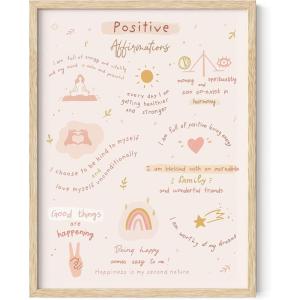 image:imageHAUS AND HUES Positive Affirmations Wall Art  SelfLove Poster amp Inspirational Quotes Decor for Girls Room Beige Frame 12x16