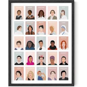 image:imageHaus and Hues Feminist Wall Art  Inspirational Feminist Poster for Room Aesthetic Famous Women in History Poster Frameable Motivational Wall Art for Office Classroom and Dorm Beige Frame 16x20Unframed