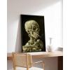 image:imageHAUS AND HUES Van Gogh Skeleton with Cigarette Poster  Gothic Skull Art Dark Academia Decor Beige Frame 24x36Skull