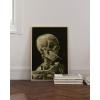 image:imageHAUS AND HUES Van Gogh Skeleton with Cigarette Poster  Gothic Skull Art Dark Academia Decor Beige Frame 24x36Skull