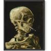 image:imageHAUS AND HUES Van Gogh Skeleton with Cigarette Poster  Gothic Skull Art Dark Academia Decor Beige Frame 24x36Skull