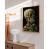 image:imageHAUS AND HUES Van Gogh Skeleton with Cigarette Poster  Gothic Skull Art Dark Academia Decor Beige Frame 24x36Skull