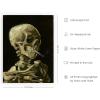 image:imageHAUS AND HUES Van Gogh Skeleton with Cigarette Poster  Gothic Skull Art Dark Academia Decor Beige Frame 24x36Skull