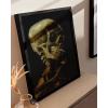 image:imageHAUS AND HUES Van Gogh Skeleton with Cigarette Poster  Gothic Skull Art Dark Academia Decor Beige Frame 24x36Skull