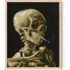 image:imageHAUS AND HUES Van Gogh Skeleton with Cigarette Poster  Gothic Skull Art Dark Academia Decor Beige Frame 24x36Skull