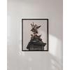 image:imageHAUS AND HUES Van Gogh Skeleton with Cigarette Poster  Gothic Skull Art Dark Academia Decor Beige Frame 24x36Statue Against Sky