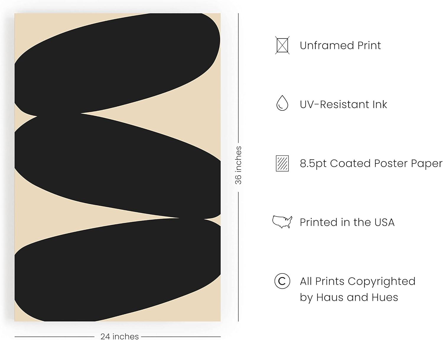 image:imageHAUS AND HUES Black and White Wall Art Abstract Wall Decor  Contemporary Wall Art Neutral Colors Abstract Poster Black and White Prints Beige Frame 16x20Stacked Ovals