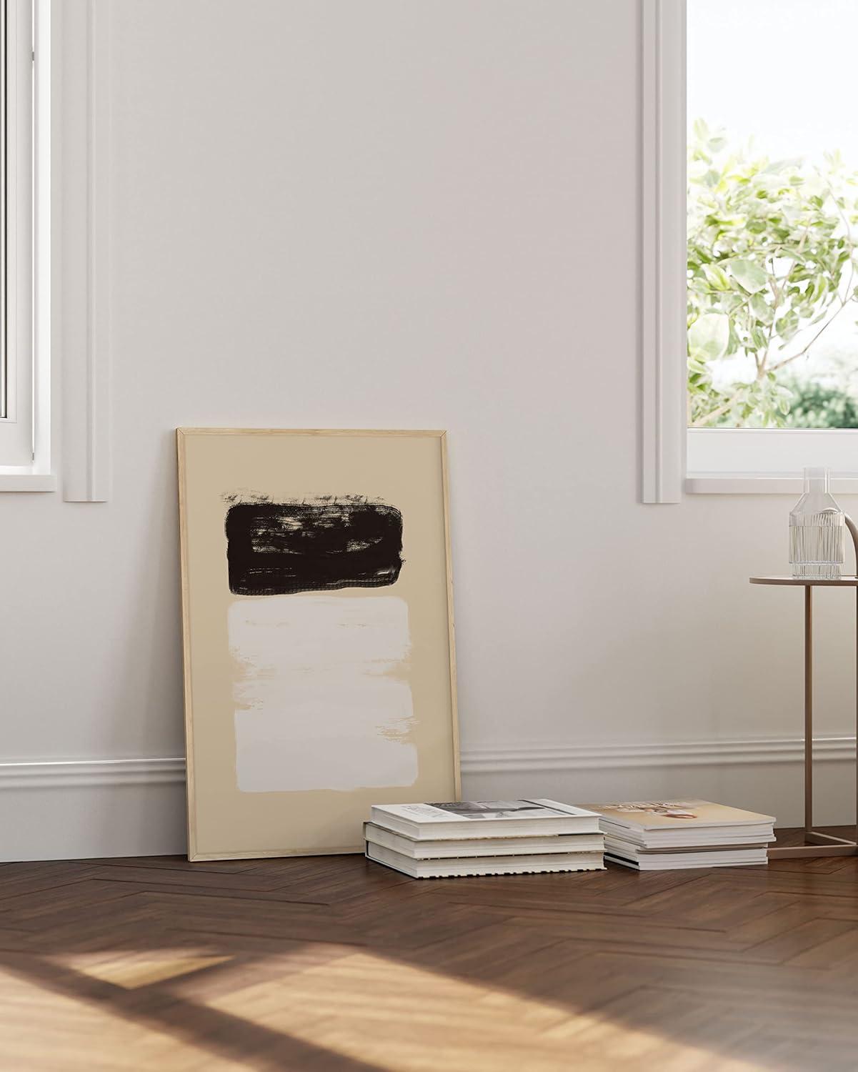 image:imageHAUS AND HUES Black and White Wall Art Abstract Wall Decor  Contemporary Wall Art Neutral Colors Abstract Poster Black and White Prints Beige Frame 16x20Brushstrokes
