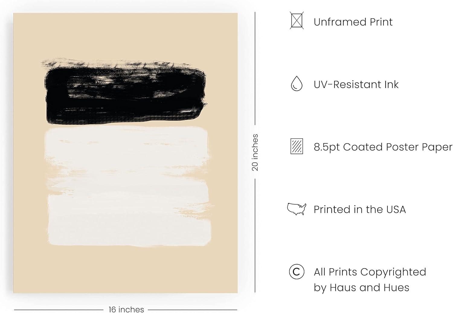 image:imageHAUS AND HUES Black and White Wall Art Abstract Wall Decor  Contemporary Wall Art Neutral Colors Abstract Poster Black and White Prints Beige Frame 16x20Brushstrokes