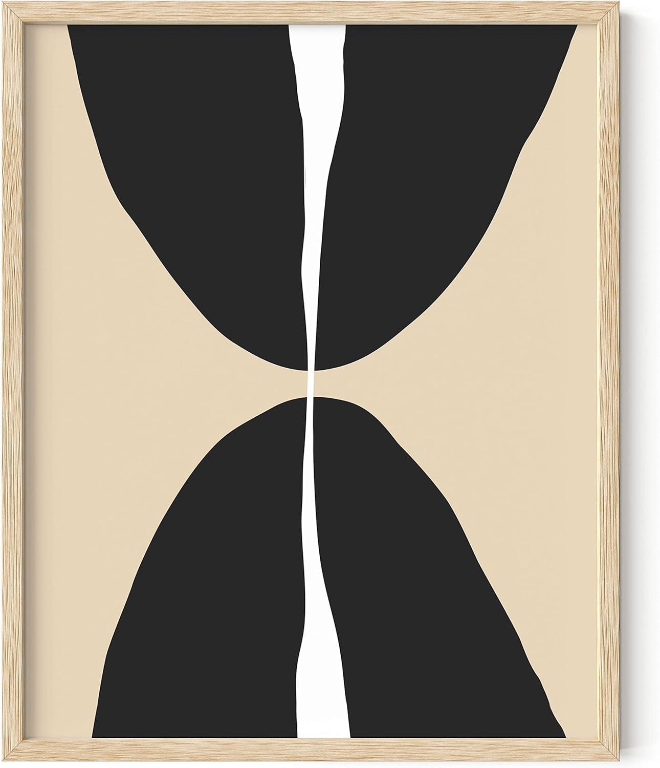 image:imageHAUS AND HUES Black and White Wall Art Abstract Wall Decor  Contemporary Wall Art Neutral Colors Abstract Poster Black and White Prints Beige Frame 16x20Half Circles