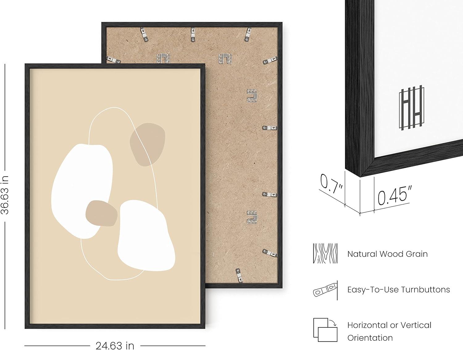 image:imageHAUS AND HUES Black and White Wall Art Abstract Wall Decor  Contemporary Wall Art Neutral Colors Abstract Poster Black and White Prints Beige Frame 16x20Floating Ovals  Objects