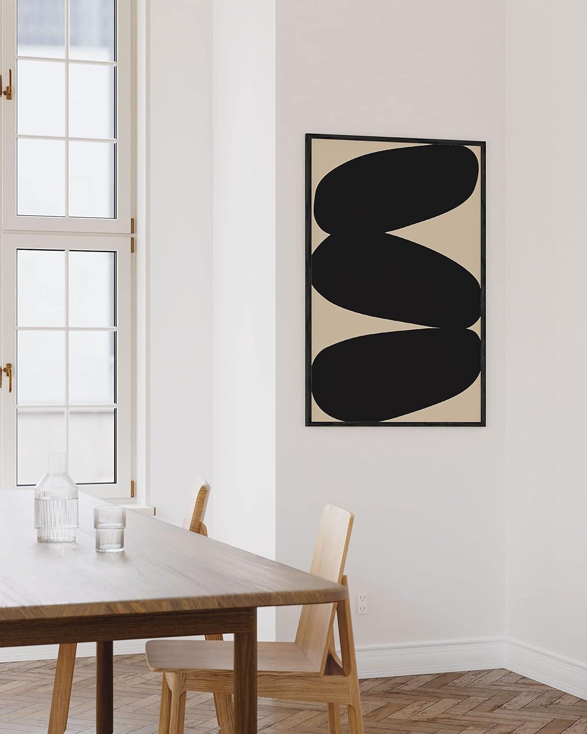 image:imageHAUS AND HUES Black and White Wall Art Abstract Wall Decor  Contemporary Wall Art Neutral Colors Abstract Poster Black and White Prints Beige Frame 16x20Stacked Ovals