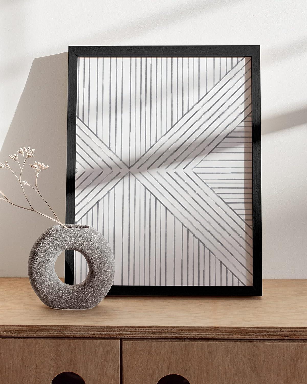 image:imageHAUS AND HUES Black and White Wall Art Abstract Wall Decor  Contemporary Wall Art Neutral Colors Abstract Poster Black and White Prints Beige Frame 16x20Lines on Lines