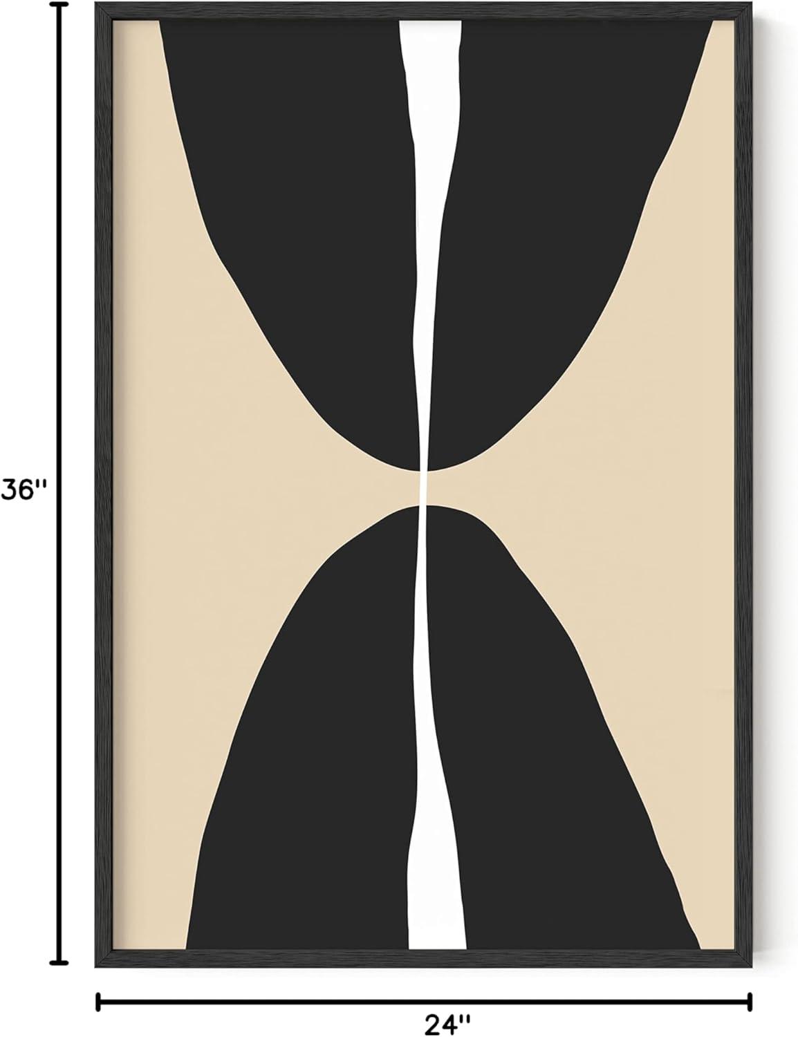 image:imageHAUS AND HUES Black and White Wall Art Abstract Wall Decor  Contemporary Wall Art Neutral Colors Abstract Poster Black and White Prints Beige Frame 16x20Half Circles