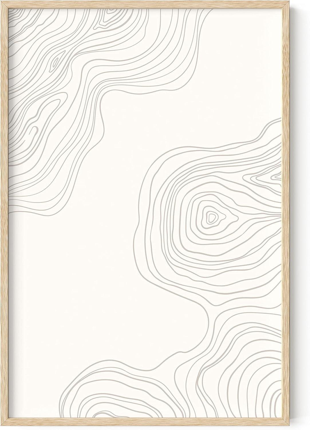 image:imageHAUS AND HUES Black and White Wall Art Abstract Wall Decor  Contemporary Wall Art Neutral Colors Abstract Poster Black and White Prints Beige Frame 16x20Wood Lines